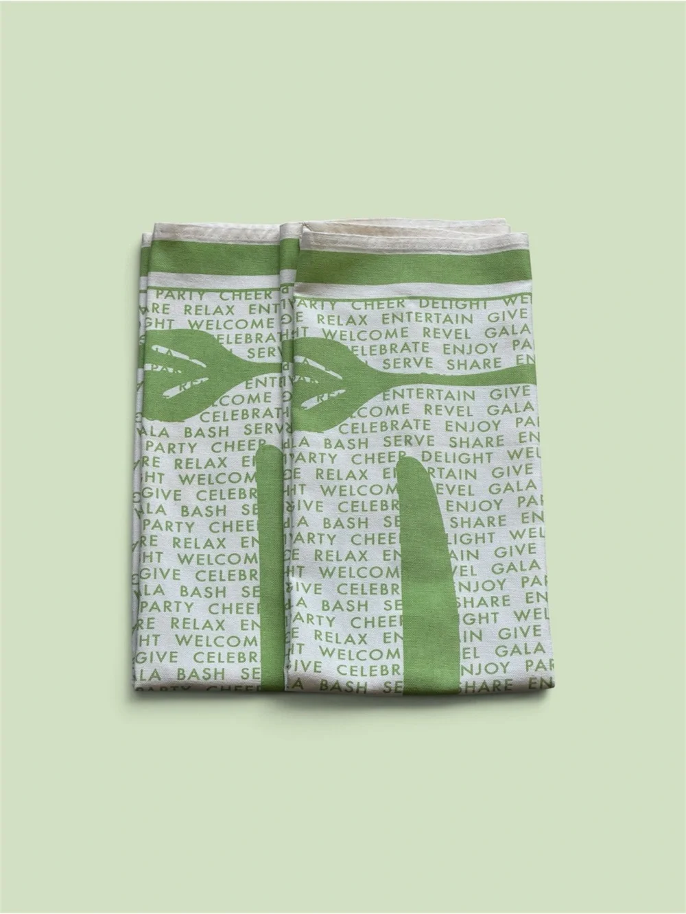 Williams Sonoma Green Utensil Print Kitchen Towel. Set of 2